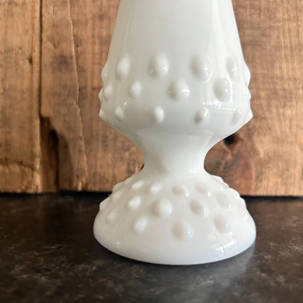 Vintage Milk Glass Swung Vase Hobnail Style